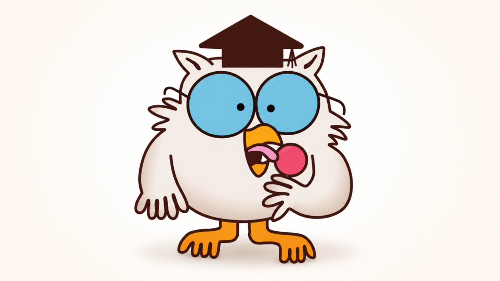 Cartoon owl licking a lollipop, referencing the Tootsie Pop illustration used to explain how spiritual formation works from the inside out.